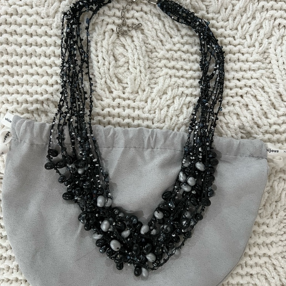 Black Beaded 8” Necklace